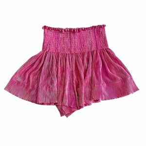 QUEEN OF SPARKLES Fuchsia Glitter High-Waist Shorts